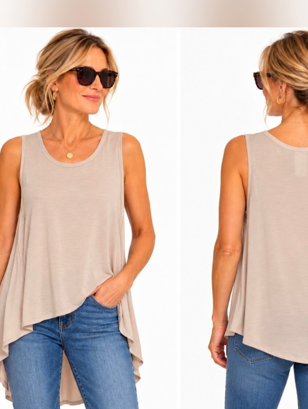 BCBGMaxAzria Sleeveless Top Cream Asymmetrical High-Low Women’s S